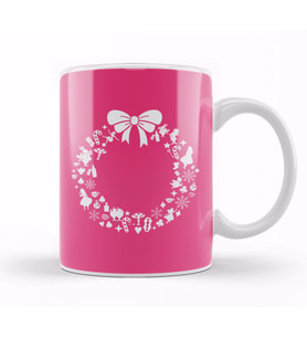Alice In Wonderland Christmas Wreath Pattern Kupa Bardak Porselen