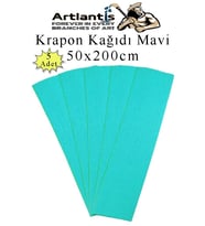 Krapon Kağıdı 50x200 cm 5 Adet Renkli Grapon Kağıdı Okul Sınıf Etkinlik Kreş Okul Öncesi Kırapon Grafon (Mavi)
