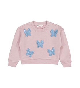 Civil Girls Kelebek Aksesuarlı 2-5 Yaş Sweatshirt - Pembe