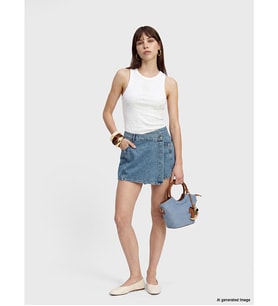 LCW Jeans İndigo Yüksek Bel Kadın Jean Şort Etek