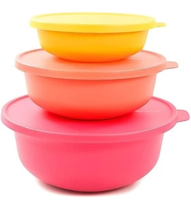 Tupperware Aloha 2L Açık Pembe + 1L Somon + 450Ml Sarı Kase