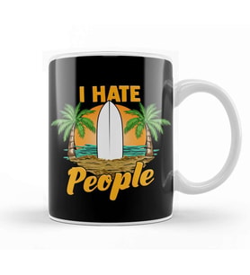 Funny I Hate People Relaxing Beach Vacation Pun Kupa Bardak Porselen