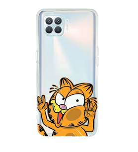 Oppo Reno 4 Lite Uyumlu Garfield Desenli Şeffaf Telefon Kılıfı