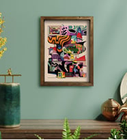 BK Gift Modern Soyut Tasarımlı Doğal Masif Ahşap Çerçeveli Tablo 30x40cm-11