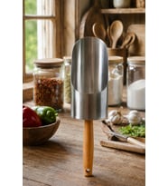 Ahşap Saplı Erzak Küreği GENİŞ HAZNELİ - Paslanmaz Çelik