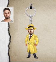 Kişiye Özel Müfettiş Karikatürlü  Ahşap Anahtarlık Bay-2-Eco