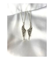 Sevgili ve Arkadaşlık - İkili Gotik Kanat Kolyesi Best Friends BFF (Gümüş)