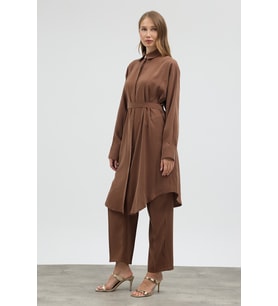 Modal Cupra Tunik Pantolon Takım - Camel