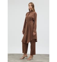 Modal Cupra Tunik Pantolon Takım - Camel