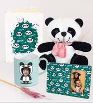 Kendin Tasarla Panda Figürlü Kupa & Panda Çerçeve & Panda Defter & Sevimli Pelüş Panda