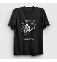 Presmono Unisex Siyah Electric Current Scientist Nikola Tesla T-Shirt 332193tt