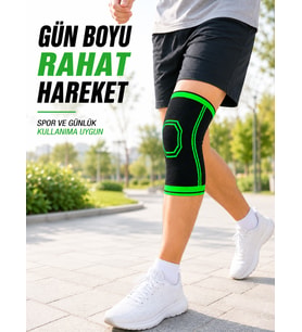 Örme Dizlik Nefes Alabilen Esnek Diz Destekleyici Spor ve Günlük Kullanım Siyah Yeşil