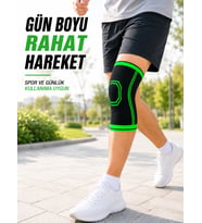 Örme Dizlik Nefes Alabilen Esnek Diz Destekleyici Spor ve Günlük Kullanım Siyah Yeşil