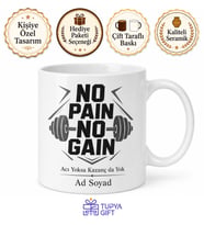 No Pain No Gain Temalı Baskılı Kupa Bardak Motivasyon Hediye Mug