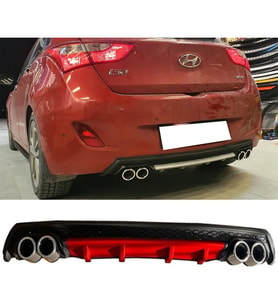 Hyundai i30 Kırmızı Difüzör Çiftli Yuvarlak Egzoz Görünümlü D Tip Difizör 2007 - 2021