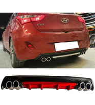 Hyundai i30 Kırmızı Difüzör Çiftli Yuvarlak Egzoz Görünümlü D Tip Difizör 2007 - 2021