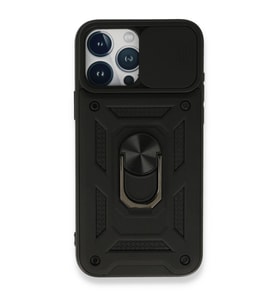 Apple İphone 15 Pro Kılıf Pars Lens Yüzüklü Silikon - Siyah