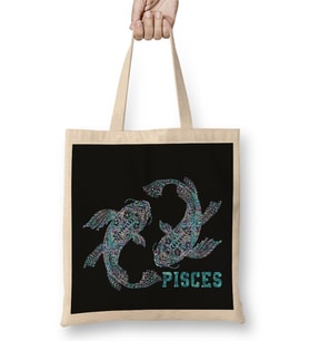 Fish Zodiac Sign Pisces Bez Çanta Uzun Saplı
