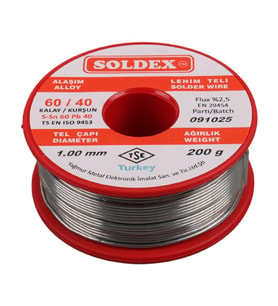 Soldex 1.00Mm Kalın 200 Gram Kalın Lehim Teli SN60 PB40