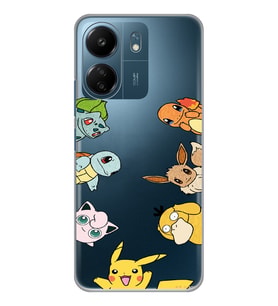 Xiaomi Redmi 13C Uyumlu Pokemon Tüm Karakterler Tasarımlı Şeffaf Telefon Kılıfı