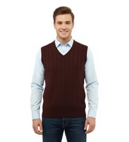 Erkek V Yaka Süveter Çelik Örgü Regular Kalıp 5209H BGL-ST04843 (Bordo)