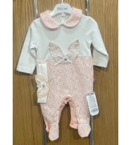 DANTEL ÇİÇEKLİ BANDANALI BEBE KIZ TULUM (Somon)