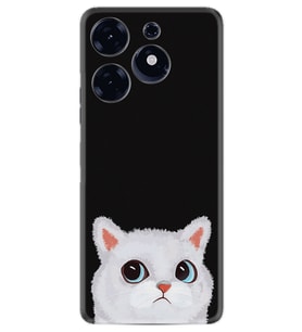 Tecno Spark 10 Pro Kılıf Resimli Desenli Silikon Platinium Series White Cat 1835