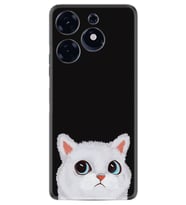 Tecno Spark 10 Pro Kılıf Resimli Desenli Silikon Platinium Series White Cat 1835