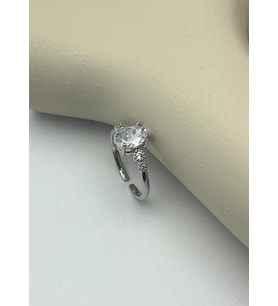Çelik Silver Tek Taş Ayarlanabilir Yüzük - 25yzk244