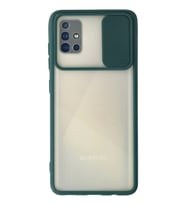 Durukar® Samsung Galaxy A71 Kılıf Palm Buzlu Kamera Sürgülü Silikon - Yeşil
