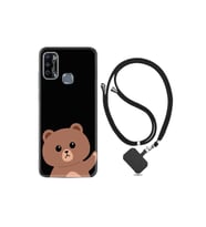Infinix Hot 9 Play Kılıf Resimli Desenli Silikon Boyun Askılı Hello Bear 1905