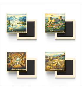 Kahramanmaraş - Baskılı Buzdolap Magneti Kare - 9x9 cm - 4 Adet