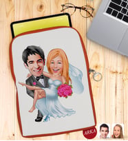 BK Gift Kişiye Özel Evleniyoruz Karikatürlü Taşınabilir Koruyucu Tablet Kılıfı & Organizer Çanta - Turuncu-9