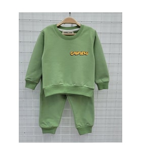 GARFİELD BASKİLİ EŞOFMAN TAKIMI UNISEX EŞOFMAN TAKİMİ (Yeşil)