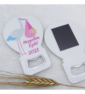 Hayaller Dükkanı 30 Adet Leylek Baskılı Kız Bebek Balon Açacak Magnet 11x7 Cm Uv  Bebek Magnetleri