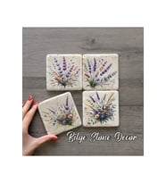 BİLGE tasarım Stone Decor Taş Bardak Altlığı 4'lü Set 10x10x1 Cm desenli