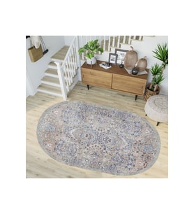 Eliana Home Baskılı, Yıkanabilir Kaymaz Taban Oval Halı TYC00515953152 100x150 cm (Gri)