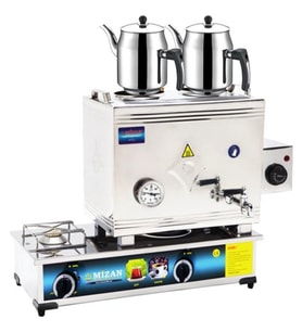 MİZAN MC402 Çift Demlik LPG ve Elektrikli Çay Kazanı 30 Lt + DEMLİK