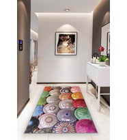 Çok Renkli Çini Desen Kaymaz Tabanlı Dekoratif Halı RV341 - 100 x 160 cm