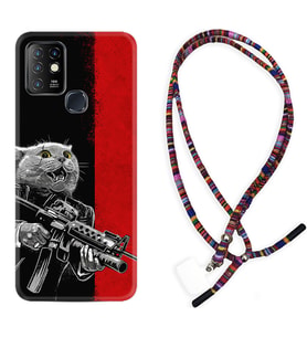 INFINIX Hot 8 9 10 11S Hot 10 Play 10T Kılıf Boyun Asklı Rasta Silikon Çılgın Kedi 1674