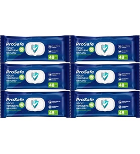 Prosafe Hasta Vücut Temizleme Islak Mendil Havlu 48 Yaprak XL (6 Lı Set) Plastik Kapak