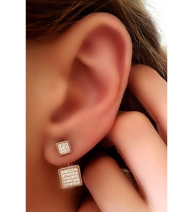 İtalyan tasarımı gümüş rose earcuff çift küpe