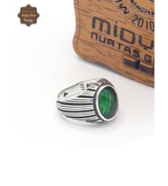 Koyu Zümrüt Taşlı Oval Model 925 Ayar Gümüş Çocuk Yüzüğü 201025339