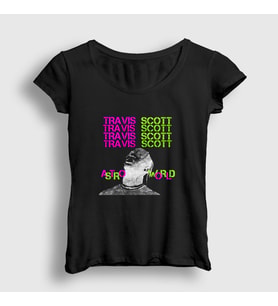 Presmono Kadın Siyah Sky Astroworld Travis Scott T-Shirt 43176tt