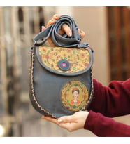 Klasik Frida Çapraz Örgülü Kol Çantası Etnik Bohem Style - Antrasit
