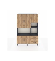 Arges Gardrop 9 Raflı 3 Çekmeceli 5 Kapaklı 132x30x195 Antrasit-Çam