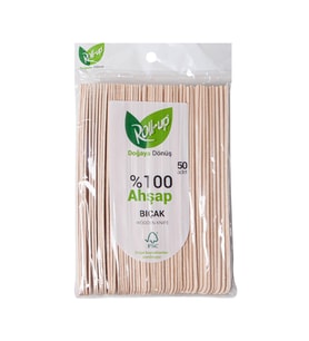 Roll-Up Doğaya Dönüş Ekolojik Doğal Doğa Dostu %100 Ahşap Bıçak - 16 Cm. - 50'li Paket