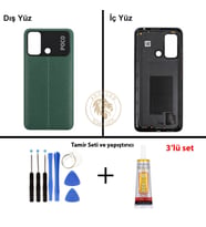 Yapıştırıcı Poco C55 Yeşil Yapıştırıcı Arka Pil Kapağı Batarya Kapağı + Yapıştırıcı ve Vida Seti