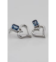 Özel Seri Turkuaz Taşlı Kalp Küpe - Silver Renk