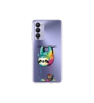 Tecno Camon 18 ile Uyumlu Splash Tembel Hayvan Tasarımlı Şeffaf Silikon Kılıf